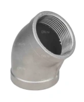 Отвод (полуотвод) DN.ru ВР-ВР-304 1 1/2″ Ду40 Ру16 угол 45°, корпус - нержавеющая сталь 304, присоединение - внутренняя / внутренняя резьба