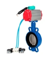 Затвор дисковый поворотный DN.ru WBV3432V-2W-Fb-H Ду80 Ру16 корпус - углеродистая сталь WCB, диск - нержавеющая сталь 316L, уплотнение - Viton, с пневмоприводом PA-DA-083, пневмораспределителем 4V320-08 AC220V и магнитным переключателем ALS200D