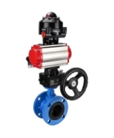 Затвор дисковый поворотный DN.ru WBV1313E-2W-F-H Ду100 Ру16 фланцевый, корпус - чугун GGG40, диск - чугун GGG40, EPDM, с пневмоприводом DN.ru PA-DA-105, пневмораспределителем 4M310-08 AC220V, БКВ APL-510N EX и ручным дублером MON1-250-T26-ISO