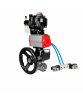 Кран шаровой DN.ru BV3232P(4pc)-SP-3WT-T-ISO-H WDVF Ду25 Ру63 стандартнопроходной, 3-ходовой Т-тип, внутренняя резьба, с пневмоприводом PA-DA-065, пневмораспределителем 4V320-08 AC220V, БКВ APL-510N EX, БПВ AFC2000 и ручным дублером MON1-250-T26-ISO