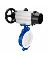 Затвор дисковый поворотный DN.ru WBV3434Pf-2W-Fb-R Ду200 Ру16, корпус - углеродистая сталь WCB, диск - углеродистая сталь WCB, футерованный PTFE, уплотнение - PTFE, с пневмоприводом PA-DA-105-1 и пневмораспределителем 4M310-08 AC220V