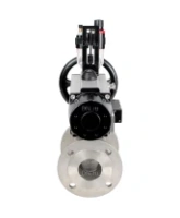 Кран шаровой DN.ru BV3232P(2pc)-FP-F-ISO-H Ду100 Ру16, полнопроходной фланцевый, нержавеющая сталь SS316, уплотнение - PTFE, с пневмоприводом PA-DA-105-1 двойного действия, с пневмораспределителем 4M310-08 AC220V, с БПВ AFC2000