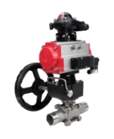 Кран шаровой DN.ru BV3232P(3pc)-FP-W-ISO-H LONG Ду65 Ру25 полнопроход., корпус - нерж.сталь 316, уплотнение - PTFE, под приварку, с пн.приводом PA-DA-083, пн.распределителем 4M310-08 AC220V, ручным дублером MON2-450-T28-ISO и БКВ APL-210N
