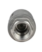 Клапан обратный DN.ru VCS3232P-T 1/2″ Ду15 Ру16 резьбовой, пружинный, корпус - нержавеющая сталь 316, диск - нержавеющая сталь 316, уплотнение - PTFE