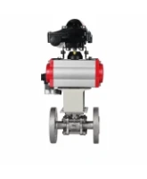 Кран шаровой DN.ru BV3131P(3pc)-FP-F-ISO-H Ду100 Ру16 полнопроходной трехсоставной, фланцевый, нержавеющая сталь 304, уплотнение - PTFE, 22х22, F10, WDVF, с пневмоприводом DN.ru PA-DA-105, пневмораспределителем 4M310-08 AC220V и БКВ APL-210N