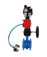 Затвор дисковый поворотный DN.ru WBV1313E-2W-F-H Ду100 Ру16 фланцевый, корпус - чугун GGG40, диск - чугун GGG40, EPDM, с пневмоприводом DN.ru PA-DA-105, пневмораспределителем 4V320-10 AC220V, БКВ APL-510N EX, ручным дублером MON1-250-T26-ISO и БПВ AFC2000