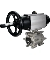 Кран шаровой DN.ru BV3232P(3pc)-FP-SW-ISO-H Ду100 Ру63 полнопроходной, корпус - нержавеющая сталь SS316, под приварку, с пневмоприводом PA-DA-105-1