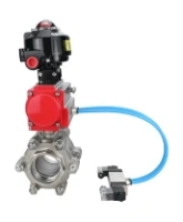 Кран шаровой DN.ru BV3232P(3pc)-FP-SW-ISO-H Ду65 Ру63 полнопроходной, корпус - нержавеющая сталь SS316, под приварку, с пневмоприводом PA-SA-130, пневмораспределителем 4V320-08 AC220V, БКВ APL-510N EX