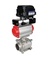 Кран шаровой DN.ru BV3232P(3pc)-FP-W-ISO-H WDVF Ду40 Ру40 полнопроходной, трехсоставной, корпус - нержавеющая сталь 316, уплотнение - PTFE, под приварку, с пневмоприводом PA-SA-105, электропн. поворотным позиционером YT-1000RSN без обратной связи