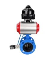Затвор дисковый поворотный DN.ru WBV1313E-2W-F-H Ду100 Ру16 фланцевый, корпус - чугун GGG40, диск - чугун GGG40, уплотнение - EPDM, с пневмоприводом DN.ru PA-DA-105, пневмораспределителем DN.ru 4V320-08 AC220V и БКВ DN.ru APL-510N EX
