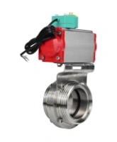 Затвор дисковый поворотный DN.ru WBV3131E-2W-T-H Ду50 Ру10 резьбовой, пищевая нержавеющая сталь 304, уплотнение - EPDM, с пневмоприводом PA-DA-052 и магнитным переключателем ALS200D