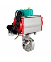 Затвор дисковый поворотный DN.ru WBV3131S-2W-C-H Ду100 Ру10 кламповый, корпус - пищевая нержавеющая сталь 304, уплотнение - Silicon, с пневмоприводом PA-SA-083, пневмораспределителем 4M310-08 220В NAMUR и магнитным переключателем ALS200D