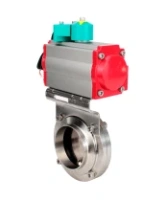 Затвор дисковый поворотный DN.ru WBV3131E-2W-T-H Ду50 Ру10 резьбовой, пищевая нержавеющая сталь 304, уплотнение - EPDM, с пневмоприводом PA-DA-052, пневмораспределителем 4M310-08 AC220V и магнитным переключателем ALS200D