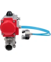 Кран шаровой DN.ru BV3232P(3pc)-FP-W-ISO-H LONG Ду80 Ру25 полнопроходной, корпус - нержавеющая сталь 316, уплотнение - PTFE, под приварку, с пневмоприводом DN.ru PA-SA-130 и пневмораспределителем 4V320-08 AC220V