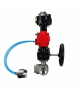 Кран шаровой DN.ru BV3232P(4pc)-SP-3WL-T-ISO-H WDVF Ду65 Ру40 стандартнопроходной, 3-ходовой L-тип, внутренняя резьба, с пневмоприводом PA-DA-105, пневмораспределителем 4V320-08 AC220V, БКВ APL-510N EX и ручным дублером MON2-450-T28-ISO