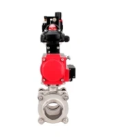 Кран шаровой DN.ru BV3232P(3pc)-FP-W-ISO-H WDVF Ду15 Ру63 полнопроходной, трехсоставной, корпус - нержавеющая сталь 316, уплотнение - PTFE, под приварку, с пневмоприводом PA-SA-065, пневмораспределителем 4M310-08 AC220V, БКВ APL-210N, БПВ AFC2000