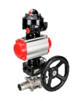 Кран шаровой DN.ru BV3232P(3pc)-FP-W-ISO-H LONG Ду65 Ру25 полнопроходной, корпус - нержавеющая сталь 316, уплотнение - PTFE, под приварку, с пневмоприводом DN.ru PA-DA-083, редуктором DN.ru MON2-450-T28-ISO и БКВ APL-510N EX