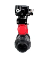 Кран шаровой DN.ru BV4242E-FP-GRM-ISO Дн50 Ру10 полнопроходной, корпус - НПВХ, шар - НПВХ, уплотнение - EPDM, с пневмоприводом PA-SA-065 и пневмопозиционером YT-1000RSN без обратной связи
