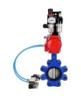 Затвор дисковый поворотный DN.ru WBV1631N-2W-Fb-H Ду150 Ру16 LUG корпус - чугун QT450, диск - нержавеющая сталь 304, уплотнение - NBR, с пневмоприводом DN.ru PA-SA-160, пневмораспределителем 4V320-08 AC220V, БКВ APL-210N и БПВ AFC2000