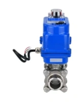 Кран шаровой DN.ru BV3232P(3pc)-FP-W-ISO-H WDVF Ду15 Ру63 полнопроходной, трехсоставной, корпус - нержавеющая сталь 316, уплотнение - PTFE, под приварку, с 1/4-оборотным электроприводом DN.ru QT-N-003EM-O1-12VDC-У1 blue