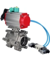 Кран шаровой DN.ru BV3232P(3pc)-FP-SW-ISO-H Ду100 Ру63 полнопроходной, корпус - нержавеющая сталь SS316, под приварку, с пневмоприводом PA-DA-105, пневмораспределителем 4V320-08 AC220V, магнитным переключателем ALS200D