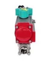 Кран шаровой DN.ru BV3232P(3pc)-FP-W-ISO-H Ду80 Ру25 полнопроходной, корпус - нержавеющая сталь 316, уплотнение - PTFE, под приварку, с пневмоприводом PA-DA-105 и магнитным переключателем ALS200D