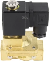 Клапан электромагнитный DN.ru VS400-NT-NC-24VDC 1/2″ Ду15 Ру16, соленоидный двухходовой, корпус - латунь, уплотнение - NBR, резьбовой, нормально-закрытый, пилотный, катушка - 24В