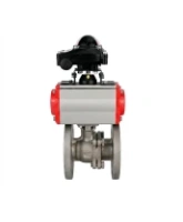Кран шаровой DN.ru BV3232P(2pc)-FP-F-ISO-H Ду80 Ру16 полнопроходной двухходовой, нержавеющая сталь 316, фланцевый, уплотнение - PTFE, с пневмоприводом PA-SA-130 и БКВ APL-210N