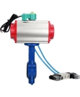 Затвор дисковый поворотный DN.ru WBV1413E-2W-Fb-H Ду40 Ру16, корпус - чугун GGG50, диск - чугун GGG40, уплотнение - EPDM, с пневмоприводом PA-SA-083, пневмораспределителем 4V320-08 AC220V и магнитным переключателем ALS200D
