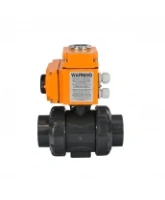 Кран шаровой DN.ru BV4242E-FP-GRM-ISO Дн80 Ру10 полнопроходной, корпус - НПВХ, шар - НПВХ, уплотнение - EPDM, с электроприводом DN.ru QT-N-005EM-O1-380VAC-У1 HARK
