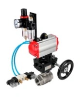 Кран шаровой DN.ru BV3232P(2pc)-FP-T-ISO-H Ду80 Ру40 полнопроходной, внутренняя резьба, нержавеющая сталь 316, уплотнение - PTFE, с пневмоприводом PA-DA-083, пневмораспределителем 4V320-10 AC220V, ручным дублером MON2-450-T28-ISO, БПВ AFC2000