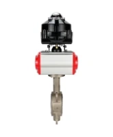 Затвор дисковый поворотный DN.ru WBV3232P-2W-Fb-H Ду125 Ру16, корпус - нержавеющая сталь 316L, диск - нержавеющая сталь 316L, уплотнение - PTFE, с пневмоприводом PA-SA-140 с возвратными пружинами, с БКВ APL-510N EX