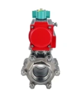 Кран шаровой DN.ru BV3232P(3pc)-FP-SW-ISO-H Ду100 Ру63 полнопроходной, корпус - нержавеющая сталь SS316, под приварку, с пневмоприводом PA-DA-105, магнитным переключателем ALS200D