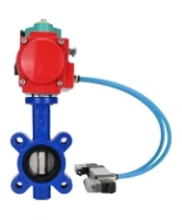 Затвор дисковый поворотный DN.ru WBV1631E-2W-Fb-H Ду65 Ру16 LUG межфланцевый, корпус - чугун QT450, диск - нержавеющая сталь AISI 304, EPDM, с пневмоприводом PA-SA-105, пневмораспределителем 4V320-08 AC220V и магнитным переключателем ALS200D
