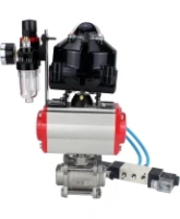 Кран шаровой DN.ru BV3232P(3pc)-FP-W-ISO-H Ду65 Ру25 полнопроходной двухходовой, нержавеющая сталь SS316, под приварку, уплотнение - PTFE, с пн.приводом DN.ru PA-DA-083 пн.распределителем 4V320-08 AC220V БПВ AFC2000 БКВ APL-510N-EX