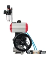 Кран шаровой DN.ru BV3232P(3pc)-FP-W-ISO-H Ду40 Ру40, полнопроходной, трехсоставной, нержавеющая сталь 316, PTFE, под приварку, с пневмоприводом PA-DA-083, пневмораспределителем 4V320-10 AC220V, ручным дублером MON2-450-T28-ISO, БПВ AFC2000