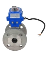 Кран шаровой DN.ru BV3232P(2pc)-FP-F-ISO-H Ду15 Ру40 полнопроходной двухходовой, нержавеющая сталь SS316, фланцевый, уплотнение - PTFE, с электроприводом QT-N-003EM-O1-220VAC-У1 blue