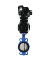 Затвор дисковый поворотный DN.ru WBV1413E-2W-Fb-H Ду150 Ру16, корпус - чугун GGG50, диск - чугун GGG40, уплотнение - EPDM, с пневмоприводом DN.ru PA-DA-105-1 двойного действия и с электропневматическим поворотным позиционером YT-1000RSN без обратной связи