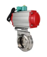 Затвор дисковый поворотный DN.ru WBV3131E-2W-W-H Ду50 Ру10 под приварку, корпус - пищевая нержавеющая сталь 304, уплотнение - EPDM, с пневмоприводом PA-SA-065, пневмораспределителем 4M310-08 220В NAMUR и магнитным переключателем ALS200D