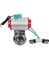 Затвор дисковый поворотный DN.ru WBV3131S-2W-T-H Ду80 Ру10 резьбовой, пищевая нержавеющая сталь 304, уплотнение - Silicon, с пневмоприводом PA-DA-052, пневмораспределителем 4V320-08 AC220V и магнитным переключателем ALS200D