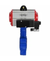 Затвор дисковый поворотный DN.ru WBV1616E-2W-Fb-H Ду100 Ру16 LUG корпус - чугун QT450, диск - чугун QT450, уплотнение - EPDM, с пневмоприводом DN.ru PA-SA-130 и пневмораспределителем 4M310-08 AC220V