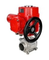 Кран шаровой DN.ru BV3232P(3pc)-FP-W-ISO-H Ду50 Ру40 полнопроходной двухходовой, нержавеющая сталь SS316, под приварку, уплотнение - PTFE, с электроприводом DN.ru QT-EX-010M-O2-380VAC-У1