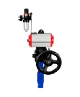 Затвор дисковый поворотный DN.ru WBV1631N-2W-Fb-H Ду150 Ру16 LUG корпус - чугун QT450, диск - нержавеющая сталь 304, уплотнение - NBR, с пневмоприводом DN.ru PA-DA-105, пневмораспределителем 4M310-08 AC220V, дублером MON3-700-T38-ISO и БПВ AFC2000
