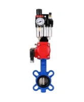 Затвор дисковый поворотный DN.ru WBV1132N-2W-Fb-H Ду125 Ру16, корпус - чугун GG25, диск - нержавеющая сталь 316L, уплотнение - NBR, с пневмоприводом DN.ru PA-DA-105 двойного действия, пневмораспределителем 4M310-08 AC220V, БПВ AFC2000