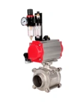 Кран шаровой DN.ru BV3232P(3pc)-FP-W-ISO-H WDVF Ду15 Ру63 полнопроходной, трехсоставной, корпус - нержавеющая сталь 316, уплотнение - PTFE, под приварку, с пневмоприводом PA-SA-065, пневмораспределителем 4M310-08 AC220V, БПВ AFC2000