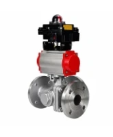 Кран шаровой DN.ru BV3232P(2pc)-FP-3WL-F-ISO-H Ду20 Ру16 HYMT, трехходовой L-тип, полнопроходной, фланцевый, корпус - нержавеющая сталь SS316, с пневмоприводом PA-DA-052, пневмораспределителем 4M310-08 24В NAMUR и БКВ APL-410N EX