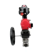 Кран шаровой DN.ru BV3232P(3pc)-FP-W-ISO-H LONG Ду65 Ру25 полнопроход., корпус - нерж.сталь 316, уплотнение - PTFE, под приварку, с пн.приводом PA-DA-083, пн.распределителем 4M310-08 AC220V, ручным дублером MON2-450-T28-ISO и БКВ APL-510N EX