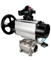 Кран шаровой DN.ru BV3232P(3pc)-FP-W-ISO-H Ду80 Ру25, полнопроходной, трехсоставной, нержавеющая сталь 316, уплотнение - PTFE, под приварку, с пневмоприводом PA-DA-105-1, пневмораспределителем 4V320-08 AC220V, БКВ APL-210N