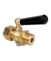 Кран запорный для манометра DN.ru BVPG0000P-3WT-T-H ВР/НР G1/2″-М20х1.5 Ду15 Ру25 трехходовой, резьбовой, корпус - латунь HPb57-3, шар - латунь HPb57-3, уплотнение - PTFE, с рукояткой