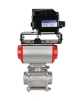 Кран шаровой DN.ru BV3232P(3pc)-FP-W-ISO-H WDVF Ду40 Ру40 полнопроходной, трехсоставной, корпус - нержавеющая сталь 316, уплотнение - PTFE, под приварку, с пневмоприводом PA-SA-105, электропн. поворотным позиционером YT-1000RSN без обратной связи
